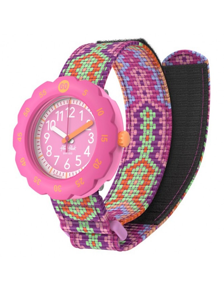 Orologio Flik Flak - Loop in Pink - Rosa - 35mm - Macramè - ZFPSP072