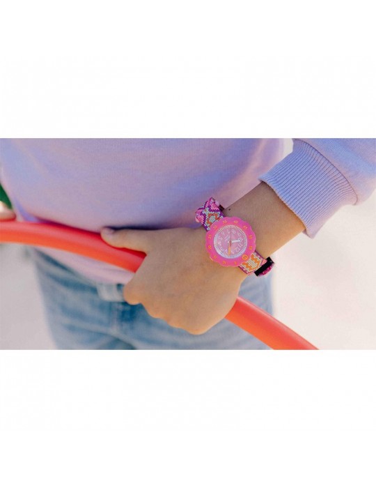 Orologio Flik Flak - Loop in Pink - Rosa - 35mm - Macramè - ZFPSP072