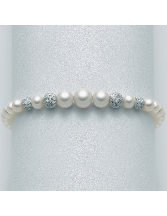Miluna Bracelet with Pearls and Diamond Balls for Woman - 0