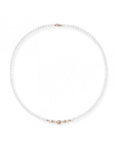 Lelune Necklace - Young with 4.5-5 mm Cultured Pearls and 18K Rose Gold Spheres - 0