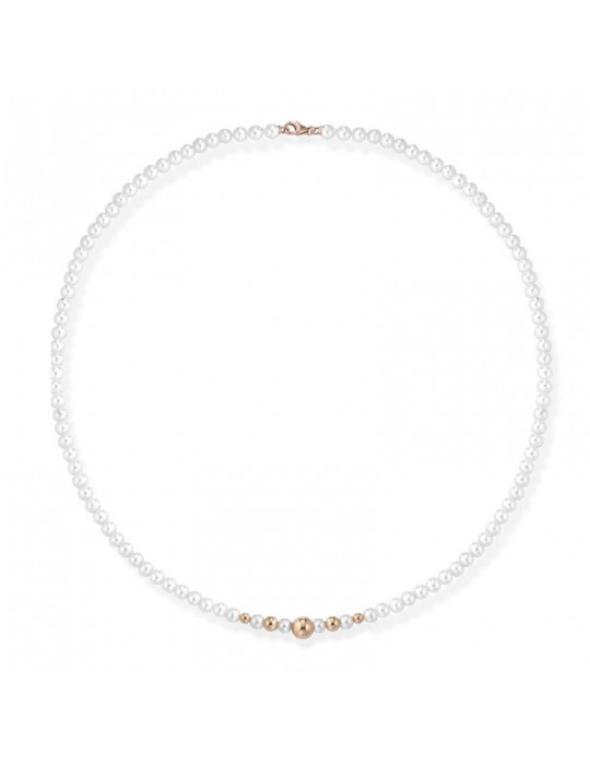 Collana Lelune - Young con Perle Coltivate 4.5-5 mm e Sfere in Oro Rosa 18 Carati - LLNK2914