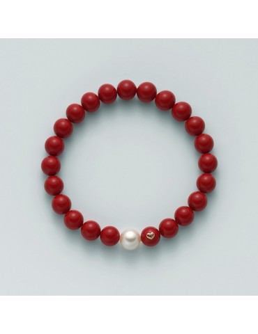 Bracciale Miluna - Terra e Mare - Perla - Agglomerato Rosso - PBR1799