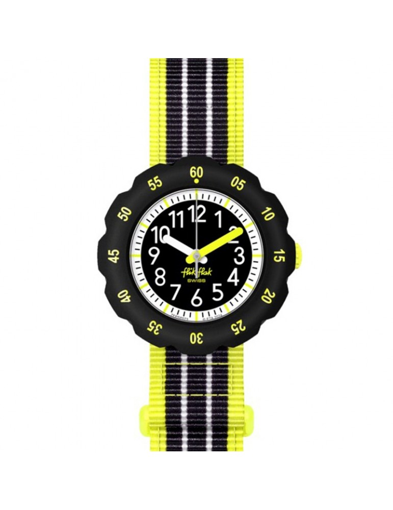 Flik Flak Watch - Neon Loop - 35mm - Black - Fluo Yellow-ZFPSP073