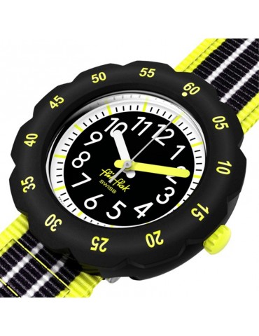 Orologio Flik Flak - Loop in Neon - 35mm - Nero - Giallo Fluo-ZFPSP073 2
