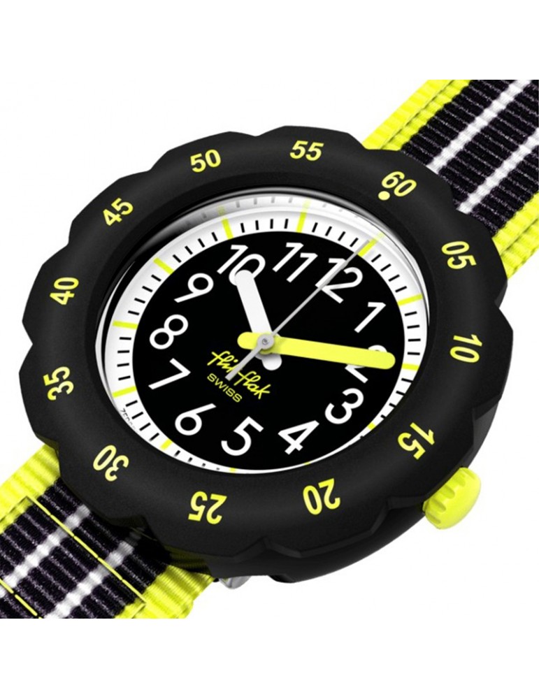 Flik Flak Watch - Neon Loop - 35mm - Black - Fluo Yellow-ZFPSP073