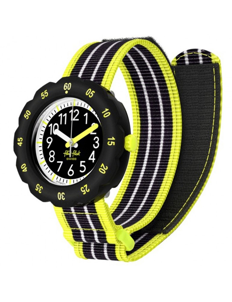 Flik Flak Watch - Neon Loop - 35mm - Black - Fluo Yellow-ZFPSP073