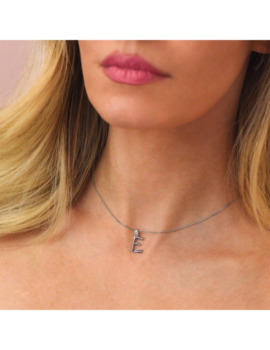 Boccadamo Choker - Sophie - 925% Silver - Zircons - Letter E-GR904E