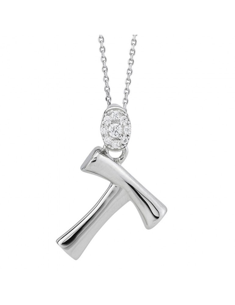 Boccadamo Choker - Sophie - 925% Silver - Zircons-Letter T-GR904T
