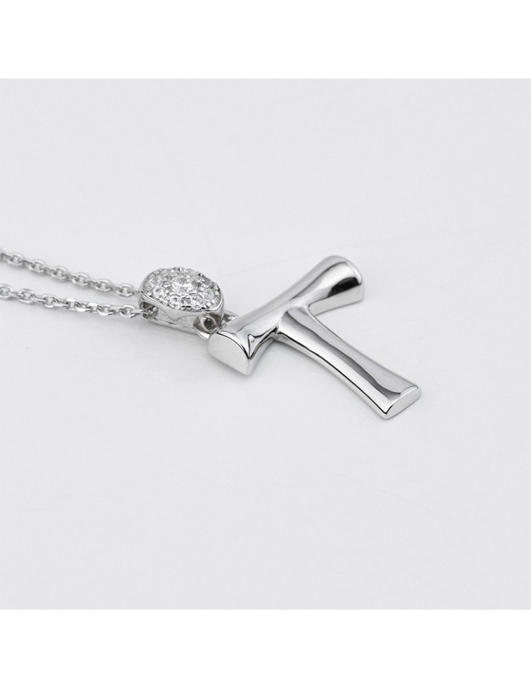 Boccadamo Choker - Sophie - 925% Silver - Zircons-Letter T-GR904T