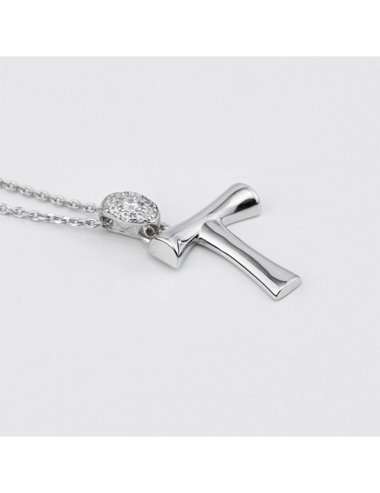 Boccadamo Choker - Sophie - 925% Silver - Zircons-Letter T-GR904T