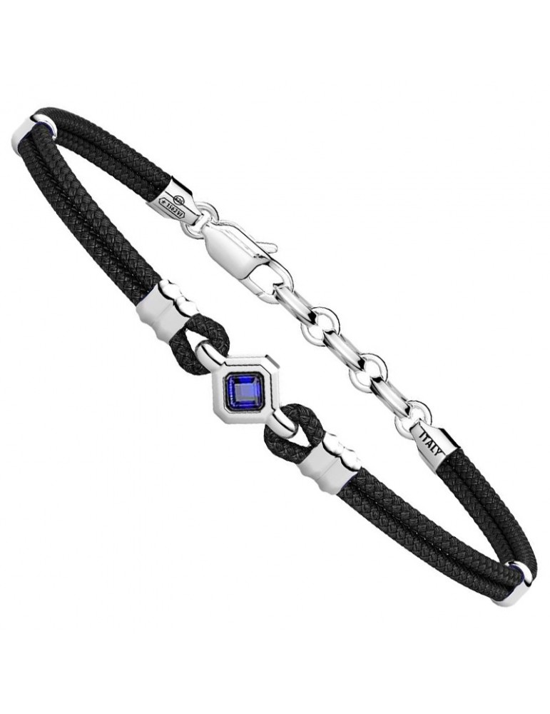 Bracciale Zancan - Cinturino in Tessuto Nero - Spinello Blu - ESB326BL