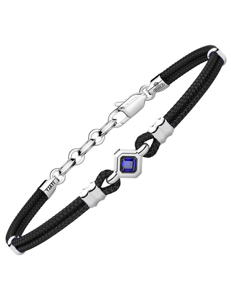 Bracciale Zancan - Cinturino in Tessuto Nero - Spinello Blu - ESB326BL