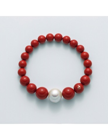 Bracciale Miluna - Terra e Mare - Perla - Agglomerato Rosso - PBR2567