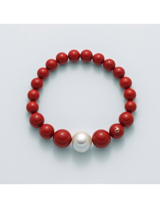 Bracciale Miluna - Terra e Mare - Perla - Agglomerato Rosso - PBR2567