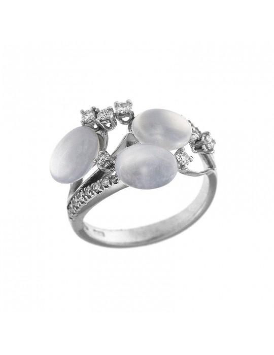 Anello Chimento con diamanti e calcedonio da donna - 0