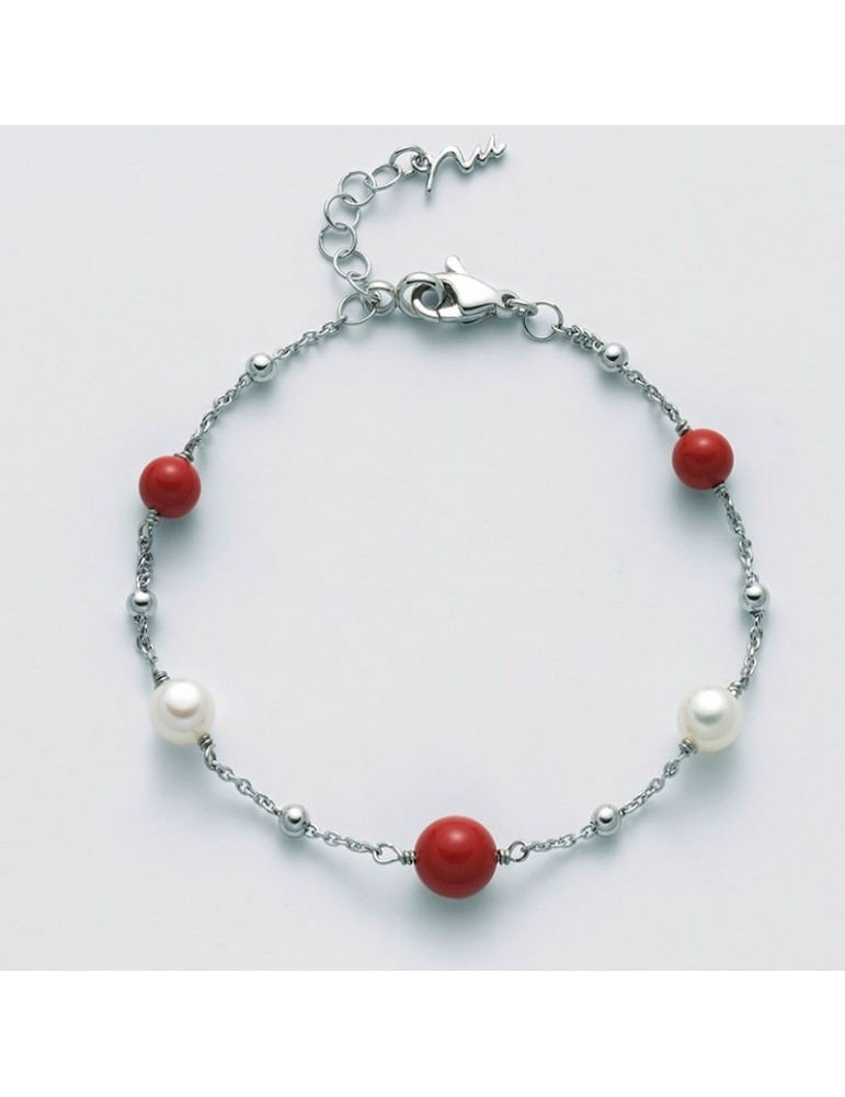 Bracciale Miluna - Terra e Mare - Perle - Agglomerato Rosso - PBR3017