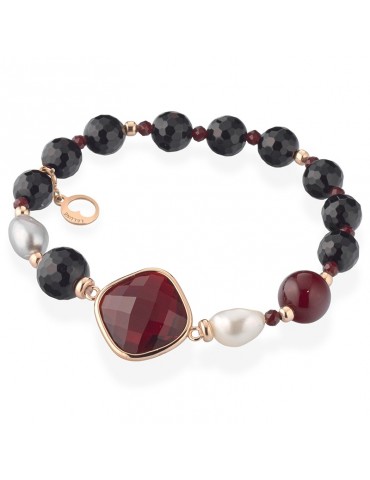 Bracciale Lelune Glamour - Carmen - Giada Rossa - Agata Nera-LGBR593.1