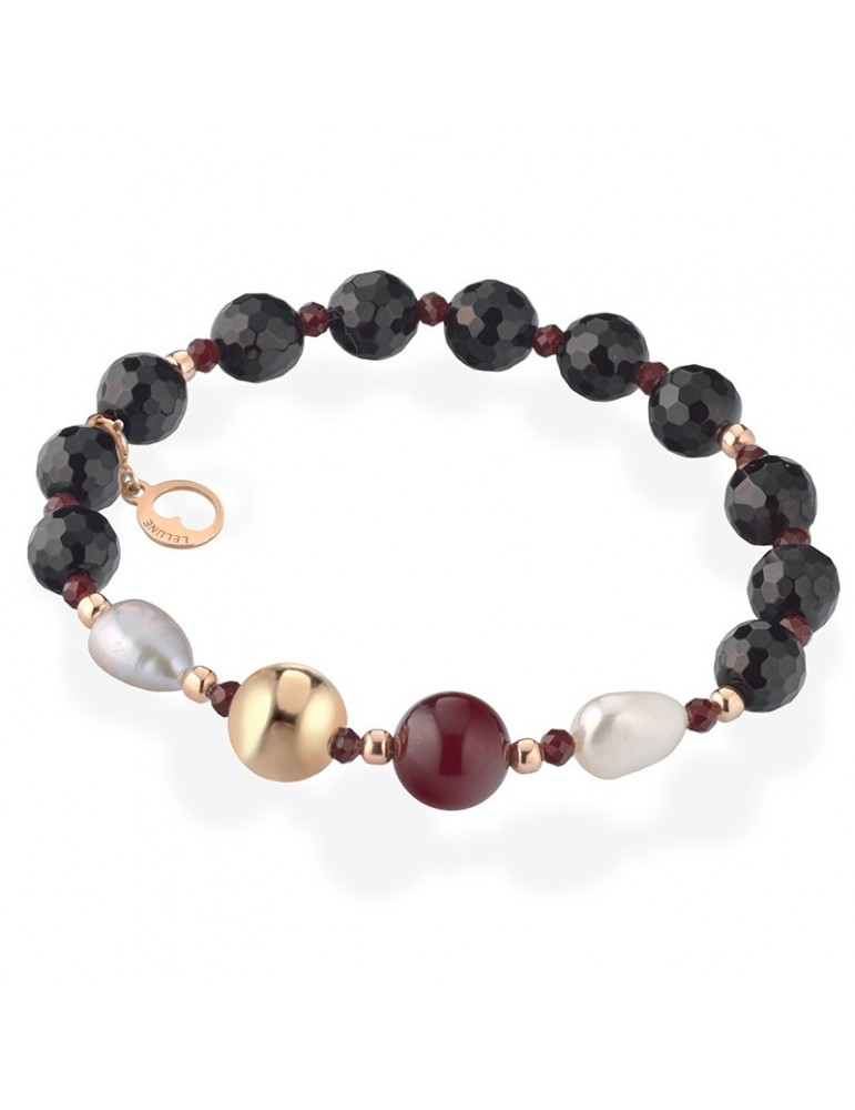 Bracciale Lelune Glamour - Carmen - Agata Nera - Giada Rossa-LGBR595.1