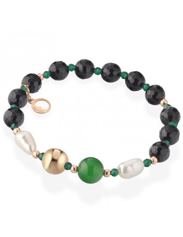 Bracciale Lelune Glamour - Carmen - Agata Nera - Giada Verde-LGBR595.2