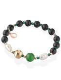 Bracciale Lelune Glamour - Carmen - Agata Nera - Giada Verde-LGBR595.2