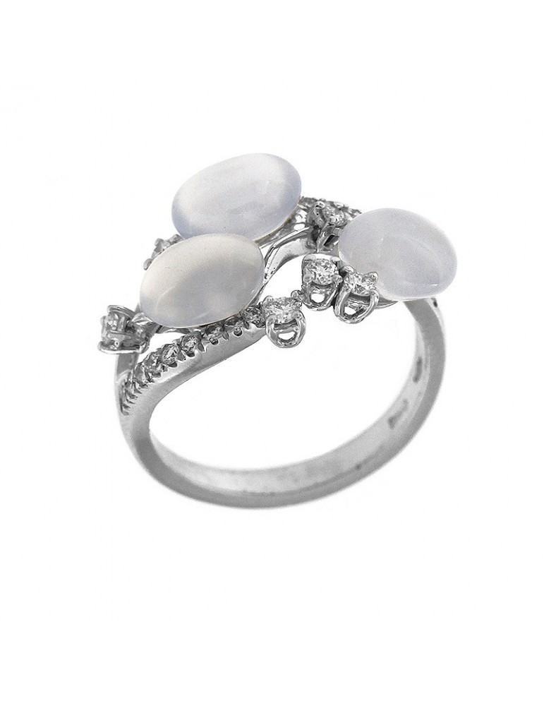 Anello Chimento con diamanti e calcedonio da donna - 0