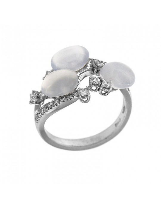 Anello Chimento con diamanti e calcedonio da donna - 0