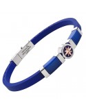 Zancan Bracelet - Blue Silicone - Compass Rose - Rose Gold - EHB427
