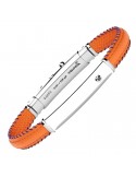 Zancan Bracelet - Spring - Orange Leather - Black Zircon - ESB294-AR