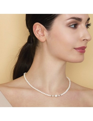 Lelune Necklace - Young with 5.5-6 mm Cultured Pearls and 18K White Gold Spheres - 0 2
