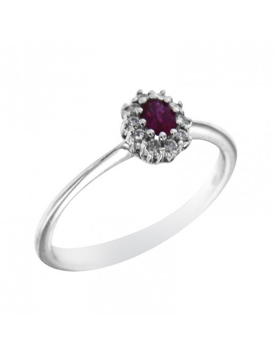 Anello Davite&Delucchi - Rosetta - Oro Bianco 18 carati - Diamanti - Rubino 0,23 ct - AA028996RB Anello Davite&Delucchi - Rosetta - Oro Bianco 18 carati - Diamanti - Rubino 0,23 ct - AA028996RB