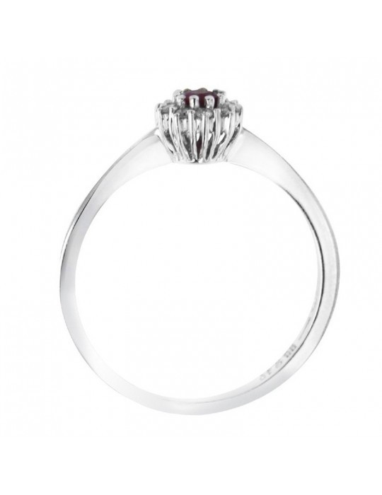 Anello Davite&Delucchi - Rosetta - Oro Bianco 18 carati - Diamanti - Rubino 0,23 ct - AA028996RB