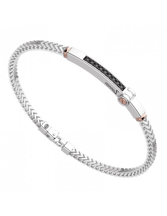 Zancan Bracelet - Alpha - Rose Gold Inserts - Black Spinels - EXB895R