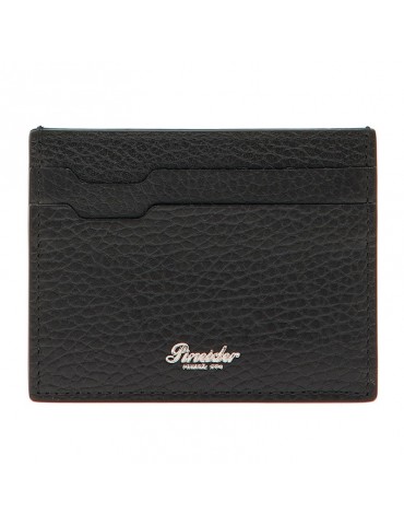 Porta Carte di Credito Pineider-Pelle di Vitello Nera-4 Scomparti-P737XS18508056