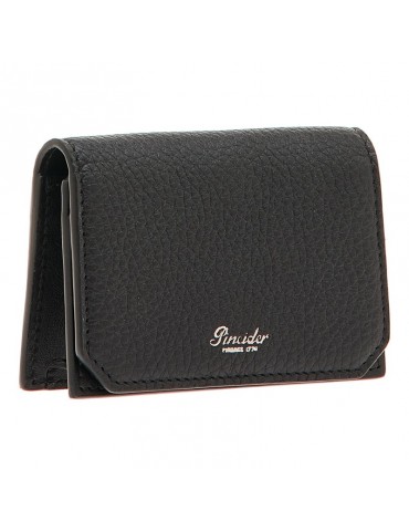 Pineider Card Holder - Tumbled-Black Calfskin-Flap-PAS548056 2