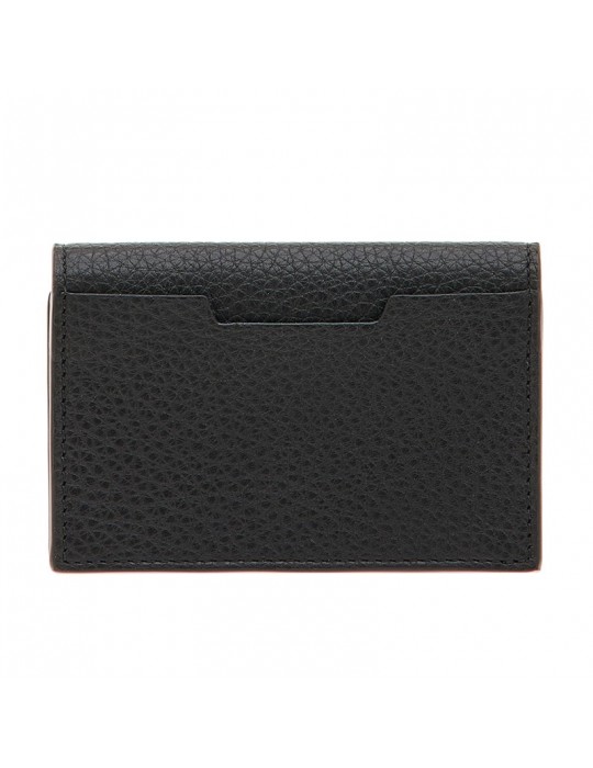 Pineider Card Holder - Tumbled-Black Calfskin-Flap-PAS548056