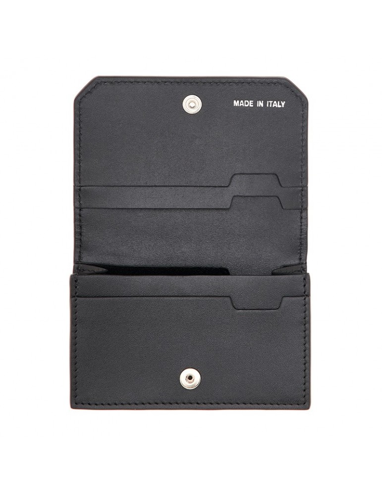 Pineider Card Holder - Tumbled-Black Calfskin-Flap-PAS548056