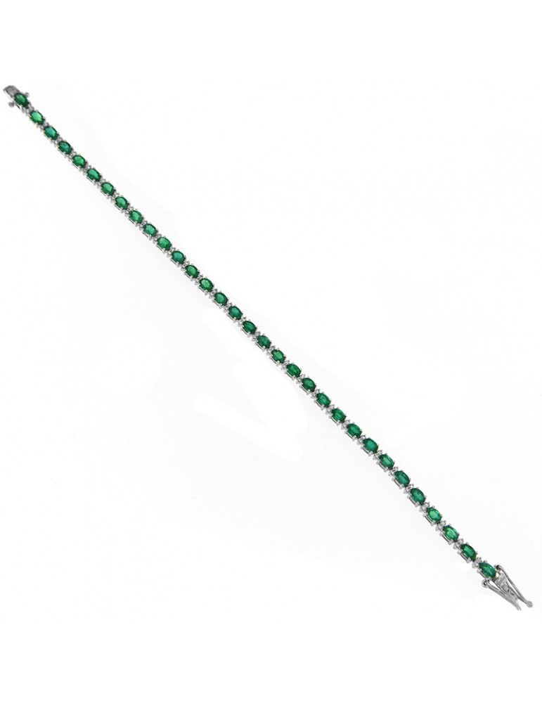 Picca Tennis Bracelet with Diamonds and Emeralds for Women - 0