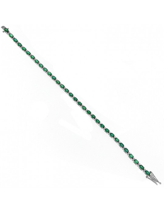 Picca Tennis Bracelet with Diamonds and Emeralds for Women - 0