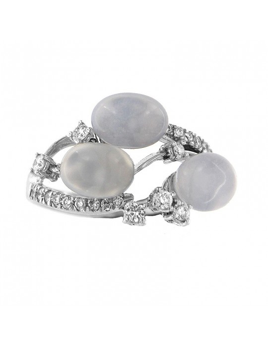 Anello Chimento con diamanti e calcedonio da donna - 0