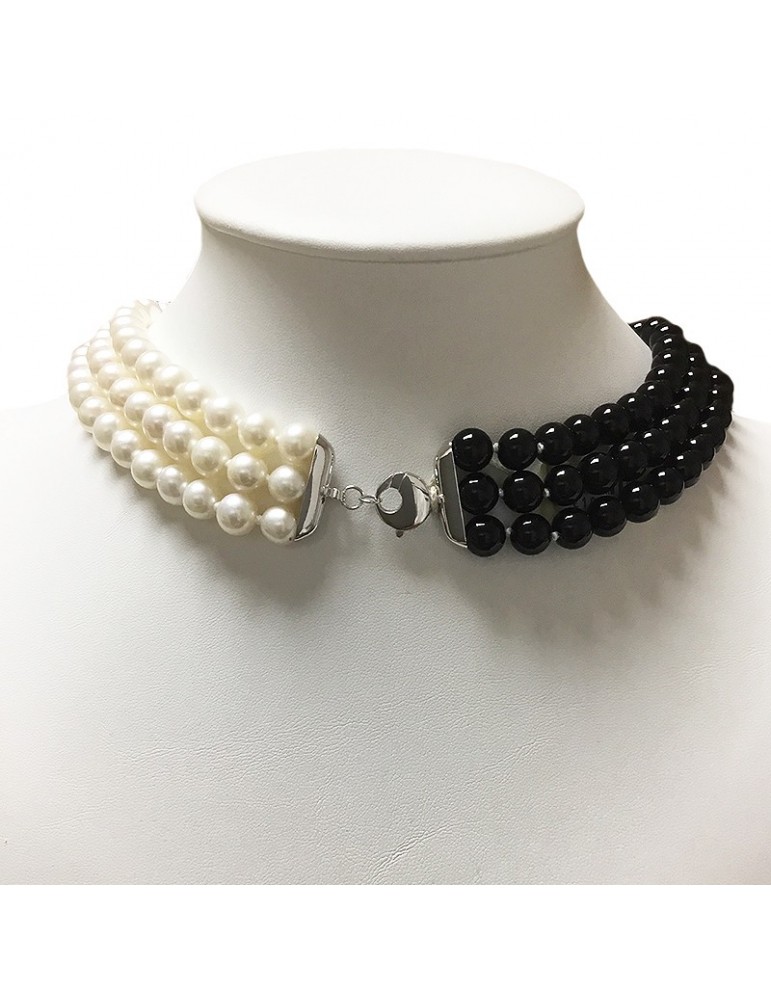 Collana Nimei da Donna - Perle Naturali - Onice Nero - PCL1109
