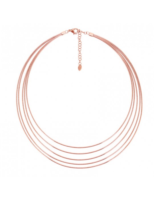 Pesavento Necklace - DNA Spring Multistrand in 925% Pink Silver - 0