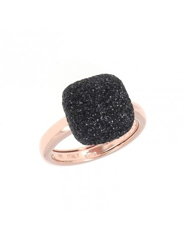 Pesavento Ring - Polvere di Sogni in 925% Pink Silver with Black Pav - 0