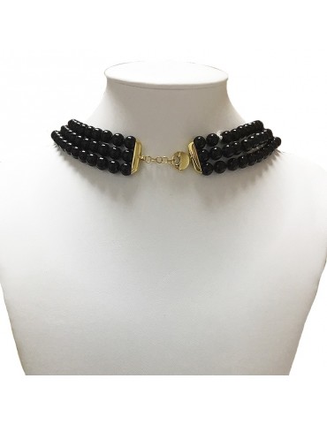Collana Nimei  - Onice Nero - Perla Tahiti - Sfere -Oro Giallo-PCL1111 2
