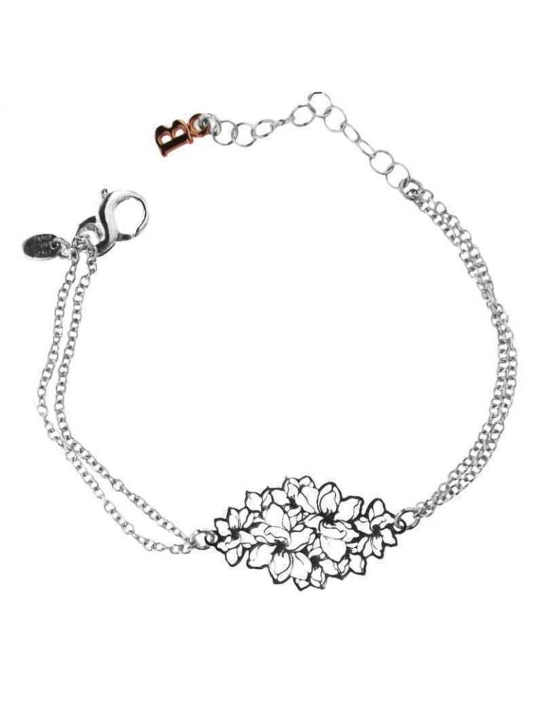 Boccadamo Bracelet - in 925% Rhodium Plated Silver - Floral Texture - BR422