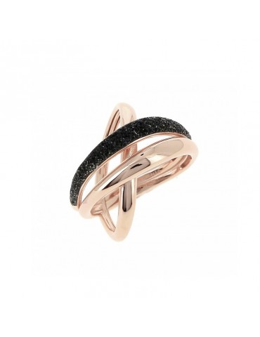 Pesavento Ring - Polvere di Sogni Braided in 925% Pink Silver with Black Pav - 0