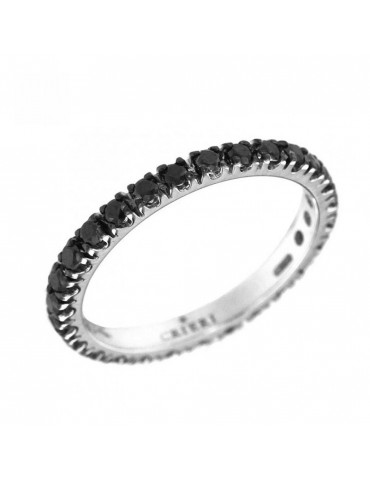 Anello Veretta Crieri Donna - Aeterna in Oro Bianco 18 Carati con Diamanti Neri 0,42 ct - 0