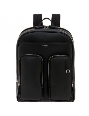 Pineider Backpack - Smooth Calfskin - Black - Double Pocket - PSL007056