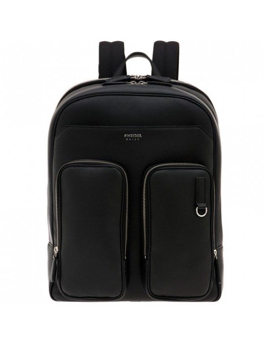 Pineider Backpack - Smooth Calfskin - Black - Double Pocket - PSL007056 Pineider Backpack - Smooth Calfskin - Black - Double Pocket - PSL007056