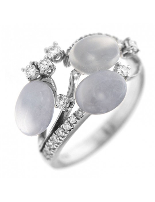 Anello Chimento con diamanti e calcedonio da donna - 0