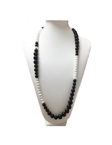 Nimei Woman's Necklace - with White Agate and Black Onyx - 0
